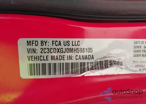 2021 Dodge Charger Scat Pack Widebody Rwd z USA, uszkodzony, nr VIN 2C3CDXGJ0MH598105